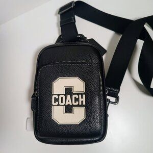 Coach Racer Sling Pack With Varsity Motif CAJ39 Black